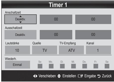 SAMSUNG LE37C530 - Einstellen des Ein-/Ausschalttimers - 1