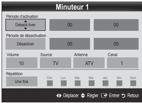 SAMSUNG LE37C530 - Réglage de la minuterie de mise en marche/arrêt - 1
