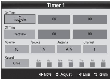 SAMSUNG LE37C530 - Setting the On / Off Timer - 1