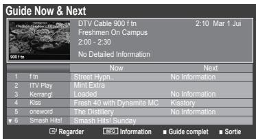 SAMSUNG LE40B551A6W - Utilisation du Guide Now &amp; Next / Guide Complet - 1