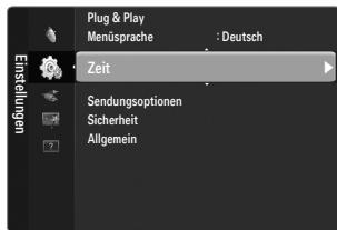 Plug & Play Menüsprache : Deutsch Zeit Sendungsoptionen Sicherheit Allgemein