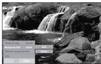 Vitesse du diap. - Normal Musique de fond - Active Selection musique de fond Liste Quit Act Delete