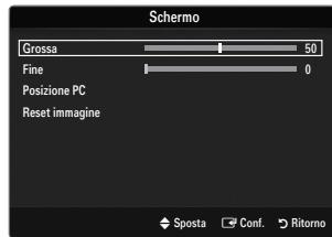 Schermo Grossa 50 Fine 0 Posizione PC Reset immagine Sposta Conf. Ritorno