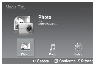 Media Play Photo SUM 861MB/994MBFree Photo Music Setup Sposta Conferma Ritorno