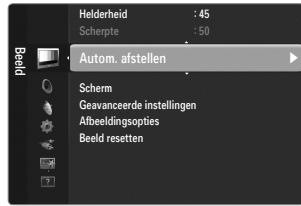 Helderheid : 45 Scherpte : 50 Autom. afstellen Scherm Geavanceerde instellingen Afbeeldingsopties Beeld resetten