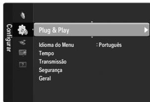 Plug & Play Idioma do Menu : Português Tempo Transmissão Segurança Geral