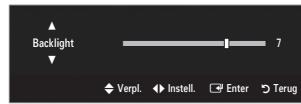 Backlight 7 Verpl. Instell. Enter Terug