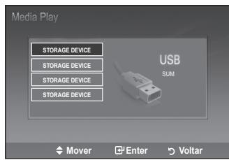 Media Play STORAGE DEVICE STORAGE DEVICE STORAGE DEVICE STORAGE DEVICE USB SUM Mover Enter Voltar