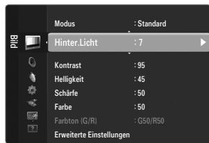 Modus : Standard Hinter.Licht : 7 Kontrast : 95 Helligkeit : 45 Schärfe : 50 Farbe : 50 Farbton (G/R) : G50/R50 Erweiterte Einstellungen