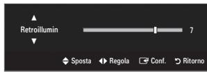 Retroillumin 7 ◆ Sposta ◆ Regola □ Conf. ▶ Ritorno