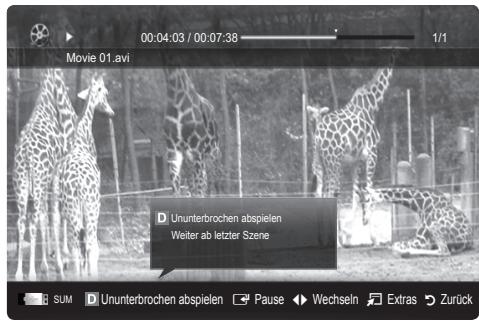 SAMSUNG LE40C530F1W - Filmwiedergabe fortsetzen (Wiedergabe fortsetzen) - 3