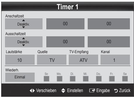 SAMSUNG LE40C750 - Einstellen des Ein-/Ausschalttimers - 1