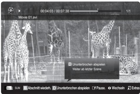 SAMSUNG LE40C750 - Filmwiedergabe fortsetzen (Wiedergabe fortsetzen) - 5