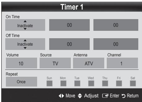 SAMSUNG LE40C750 - Setting the On / Off Timer - 1