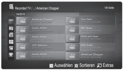 SAMSUNG LE40C750 - Wiedergabe aufgenommener Fernsehsendungen - 1