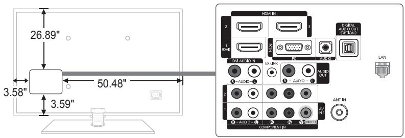 26.89" 3.58" 3.59" 50.48" HDMI DIGITAL AUDIO OUT OFFIC 1 2 3 4 5 6 7 8 9 10 LCD AUDIO IN EXINK AUDIO OUT AUDIO - AUDIO - COMPONENT IN ANTIN LAN