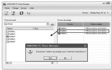 SAMSUNG LN65B650X1F - Annulation d'un partage de dossier - 3