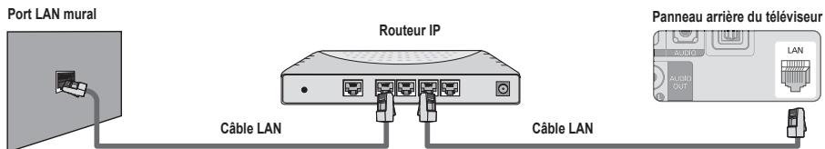 Port LAN mural Câble LAN Routeur IP Câble LAN Panneau arrière du téléviseur