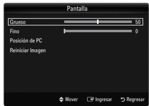 Pantalla Grueso 50 Fino 0 Posición de PC Reiniciar Imagen Mover Ingresar Regresar