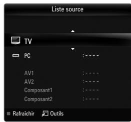 Liste source TV PC : - - AV1 : - - AV2 : - - Composant1 : - - Composant2 : - - ■ Rafaichir Outils