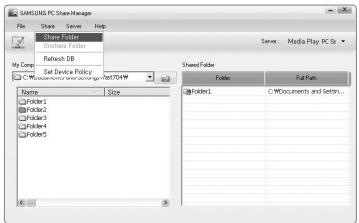 SAMSUNG LN65B650X1F - Sharing a Folder - 1