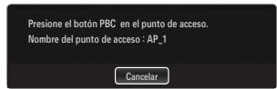 Presione el botón PBC en el punto de acceso. Nombre del punto de acceso : AP_1 Cancelar