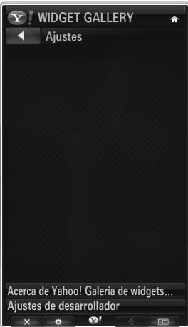 WIDGET GALLERY Ajustes Acerca de Yahoo! Galería de widgets... Ajustes de desarrollador