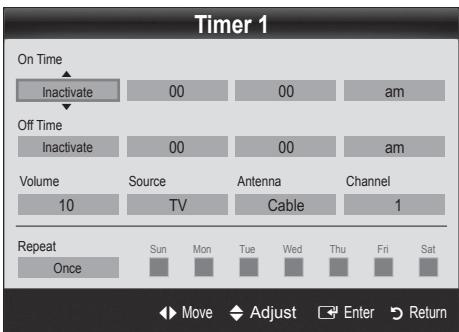 SAMSUNG PN58C590G4F - Setting the On / Off Timer - 3