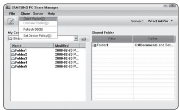 SAMSUNG PS50A756 - Sharing a Folder - 1