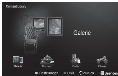 Content Library Galerie Galerie Kochen Kinder Fitness Einstellungen USB Zurück Beenden
