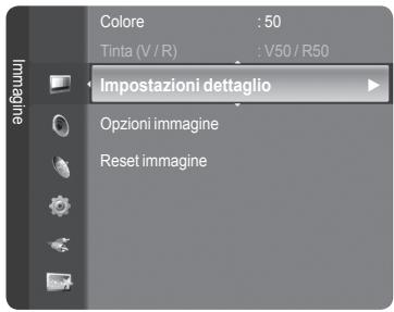 Colore : 50 Tinta (V / R) : V50 / R50 Impostazioni dettaglio Opzioni immagine Reset immagine