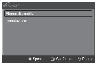 Anynet+ Elenco dispositivi mpostazione Sposta Conferma Ritorno