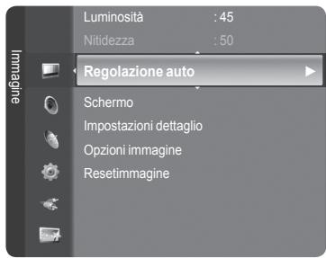 Luminosità : 45 Nitidezza : 50 Regolazione auto Schermo Impostazioni dettaglio Opzioni immagine Resetimmagine