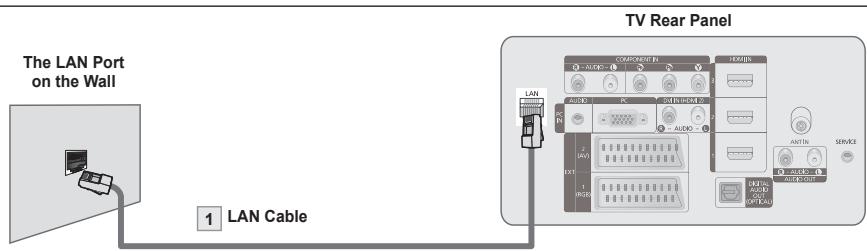The LAN Port on the Wall 1 LAN Cable TV Rear Panel