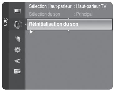 Sélection Haut-parleur : Haut-parleur TV Sélection du son : Principal Réinitialisation du son