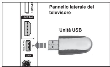 Pannello laterale del televisore Unità USB