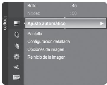 Brillo : 45 Nitidez : 50 Ajuste automático Pantalla Configuración detallada Opciones de imagen Reinicio de la imagen
