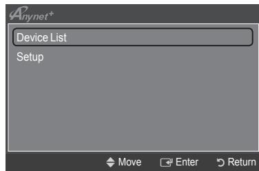 Anynet+ Device List Setup Move Enter Return