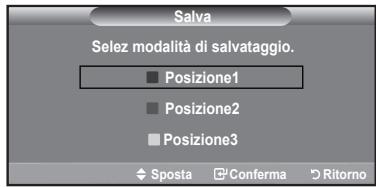 Salva Selez modalità di salvataggio. ■ Posizione1 ■ Posizione2 ■ Posizione3 ◆ Sposta Conferma Ritorno