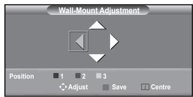 Wall-Mount Adjustment Position 1 2 3 Adjust Save Centre