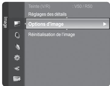 Teinte (V/R) : V50 / R50 Réglages des détails Options d'image Réinitialisation de l'image