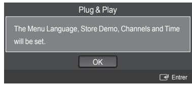 Plug & Play Langue : Français Horloge Sélection du réseau : Câble Configuration du réseau sans fil Configuration internet Verrouillage Canal : Marche Modifier PIN