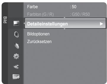 Farbe : 50 Farbton (G / R) : G50 / R50 Deteileinstellungen Bildoptionen Zurücksetzen
