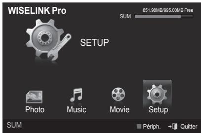WISELINK Pro SUM 851.98MB/995.00MB Free SETUP Photo Music Movie Setup SUM Périph. Quitter