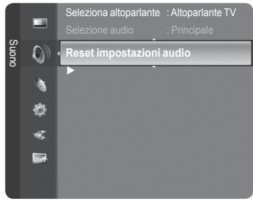 Selezione altoparlante : Altoparlante TV Selezione audio : Principale Reset impostazioni audio