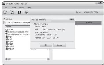 SAMSUNG PC Store Manager File Share Serve Help My Computer C:\Documents and Settings Name Ariana 0665-050945-08033-0704 0665-050945-08033-0704 mp2 mp2 mp212 mp213 mp214 mp23.jpg Property Format: .MP2.jpg Path: .MP2Documents and Settings1 Size: 205.45 KB Created Date: 2008 - 7 - 17 Modified Date: 2007 - 12 - 18 OK Cancel Full Path