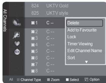 All Channels 824 UKTV Gold 825 UKTV style All C -- Delete Add to Favourite Lock Timer Viewing Edit Channel Name Sort A 1 C -- A 2 C -- A 3 C -- A 4 C -- A 5 C -- A 6 C -- A 7 C -- A 8 C -- All Channel Type Zoom Select Option