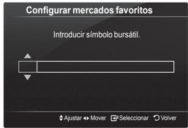 Configurar mercados favoritos Introducir símbolo bursátil.
