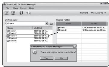 SAMSUNG PS50A756 - Sharing a Folder - 3