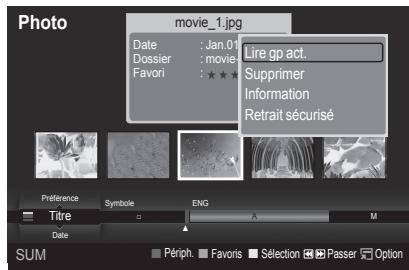 Photo movie_1.jpg Date : Jan.04 Dossier : movies Favori : ★★★★ Lire gp act. Supprimer Information Retrait sécurisé Préférence Symbole ENG Titre A M Date Périph. Favors Sélection Passer Option SUM